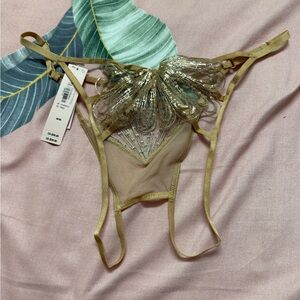 Victoria’s Secret Very Sexy Gold Showgirl Open Back Brazilian Panty M
